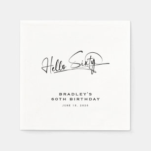 Serviette En Papier Script Bonjour Soixante Minimaliste 60 ans