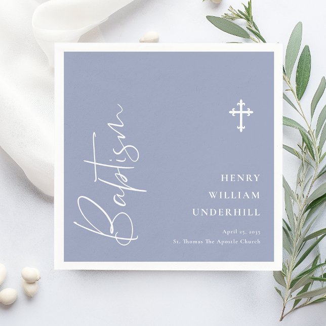 Serviette En Papier Script Boys Baptême (Créateur téléchargé)