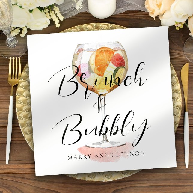 Serviette En Papier Script Bridal Brunch Cocktail Napkins (Créateur téléchargé)