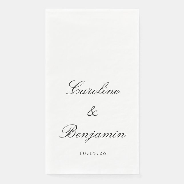 Serviette En Papier Script classique Mariage élégant Nom personnalisé  (Devant)
