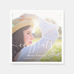 Serviette En Papier Script Congrats Graduation Photo personnalisée