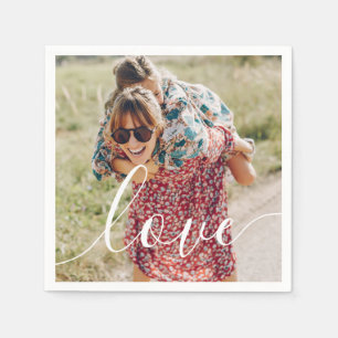 Serviette En Papier Script d'amour de photo personnalisée