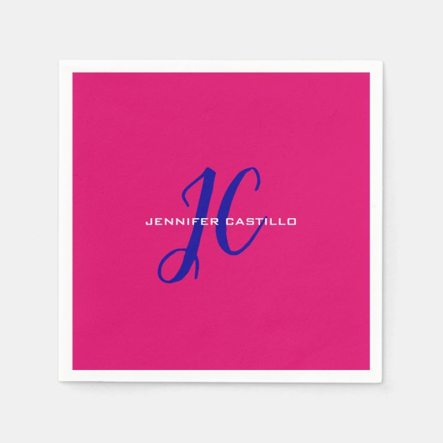 Serviette En Papier Script de calligraphie professionnelle Monogramme  (Devant)