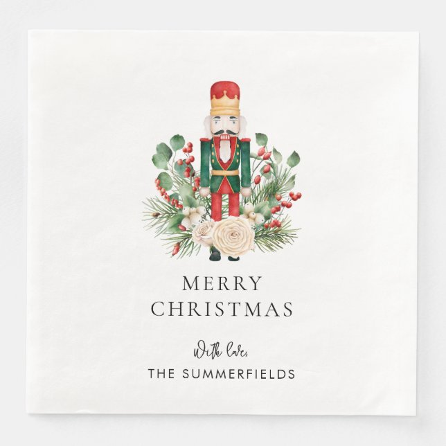 Serviette En Papier Script de Noël de famille Nutcracker personnalisé (Devant)