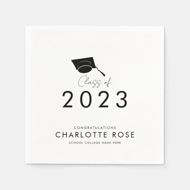 Serviette En Papier Script de remise des diplômes 2026 Élégant Papier  (Devant)