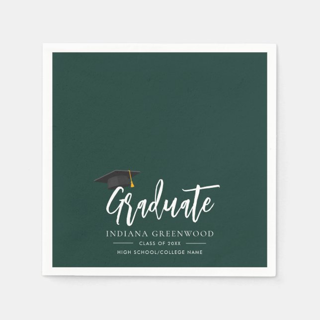 Serviette En Papier Script de remise des diplômes 2026 Papier Vert (Devant)