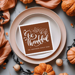 Serviette En Papier Script de Thanksgiving être reconnaissant Moisson