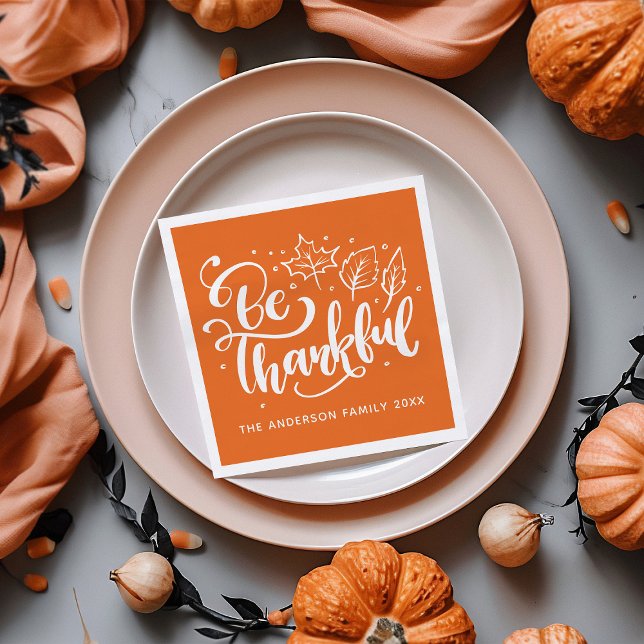 Serviette En Papier Script de Thanksgiving être reconnaissant Récolte  (Créateur téléchargé)