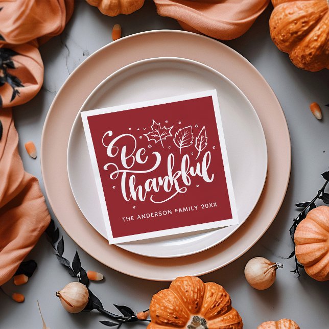 Serviette En Papier Script de Thanksgiving Soyez Reconnaissant Récolte (Créateur téléchargé)