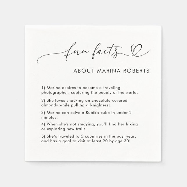 Serviette En Papier Script du coeur Photo Graduate Graduate Fun Facts (Devant)