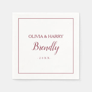 Serviette En Papier Script élégant Papier Mariage blanc Napkin