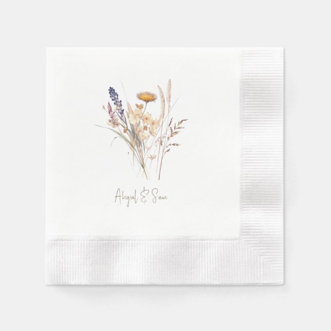 Serviette En Papier Script Fall Floral Mariage Cocktail (Devant)