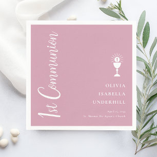Serviette En Papier Script Girls 1st Communion