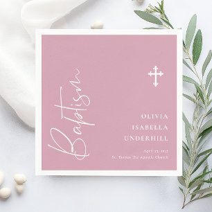 Serviette En Papier Script Girls Baptême