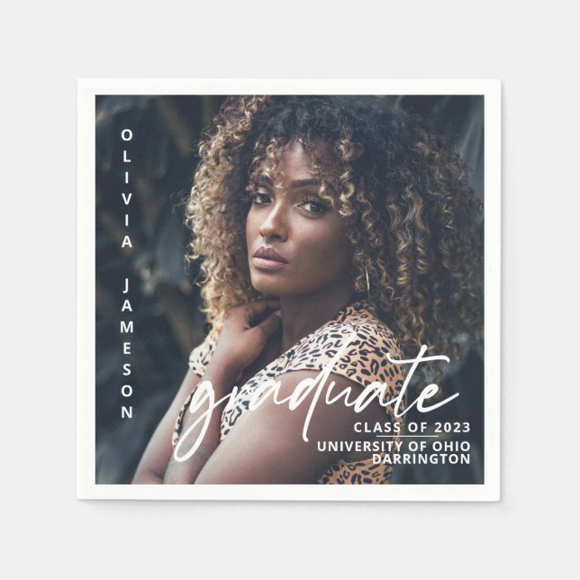 Serviette En Papier Script manuscrit moderne | Photo (Devant)