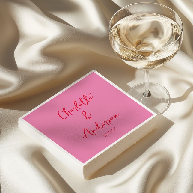 Serviette En Papier Script manuscrit Whimsy Rose Rouge Personnalisé Ma (Créateur téléchargé)