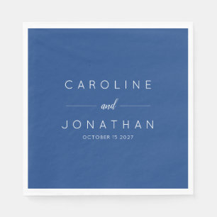 Serviette En Papier Script minimal moderne Mariage bleu français perso