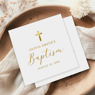 Serviette En Papier Script minimaliste moderne Baptême