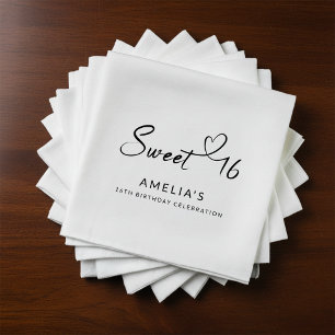 Serviette En Papier Script minimaliste moderne Coeur doux 16