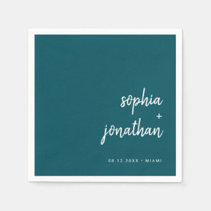 Serviette En Papier Script minimaliste moderne   Mariage Turquoise pro
