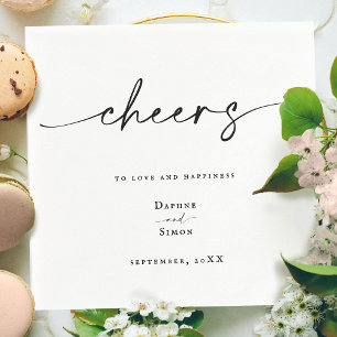 Serviette En Papier Script Minimaliste Moderne Noir & Blanc
