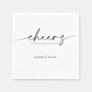 Serviette En Papier Script Minimaliste Moderne Noir & Blanc