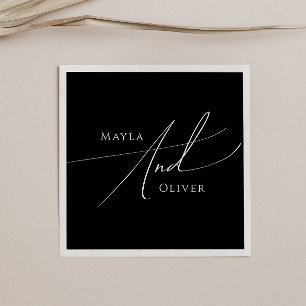 Serviette En Papier Script minimaliste Whimsical Mariage noir