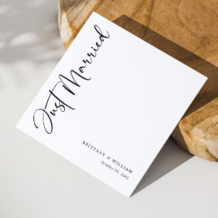 Serviette En Papier Script minimaliste Whimsical : Mariage noir et bla