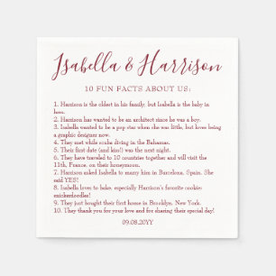 Serviette En Papier Script moderne Bourgogne Fun Fun Fun Faits Mariage