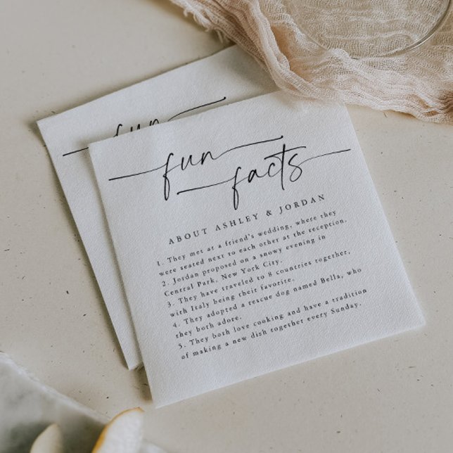 Serviette En Papier Script moderne Fun Faits Mariage Napkins (Créateur téléchargé)