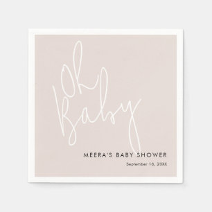 Serviette En Papier Script Moderne Rose Oh Baby Shower