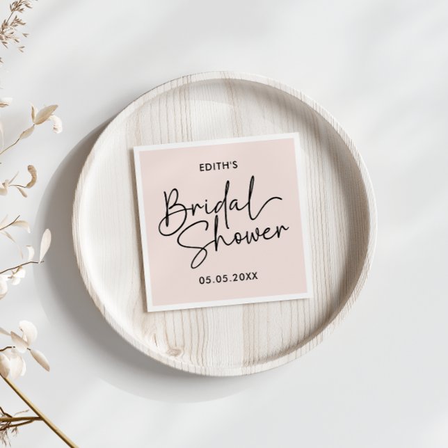 Serviette En Papier Script Moderne rougeur Mariage écrit à la main (Modern Handwritten signture like Script bridal shower)