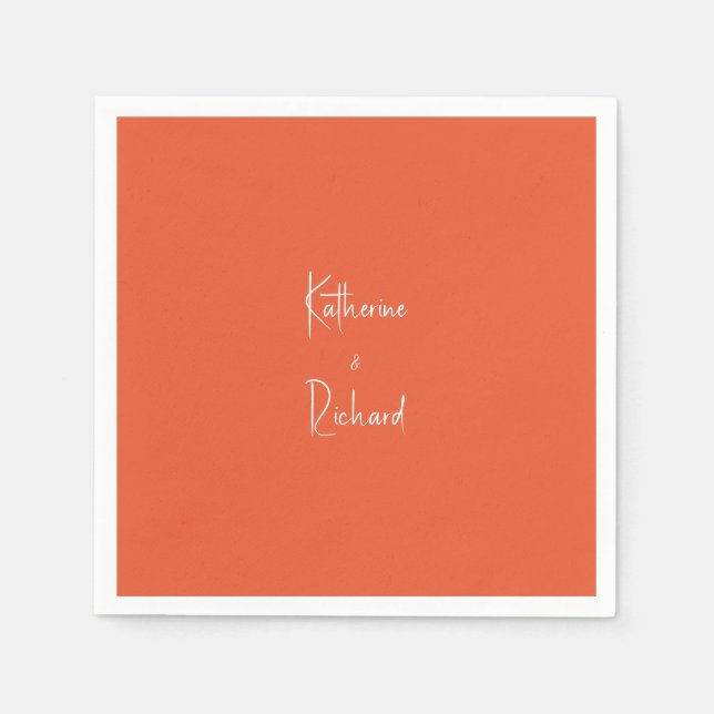 Serviette En Papier Script Names Orange Mariage Cocktail Napkins (Devant)