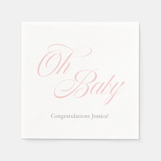 Serviette En Papier Script Oh Baby | BABY SHOWER | C'est une fille (Devant)