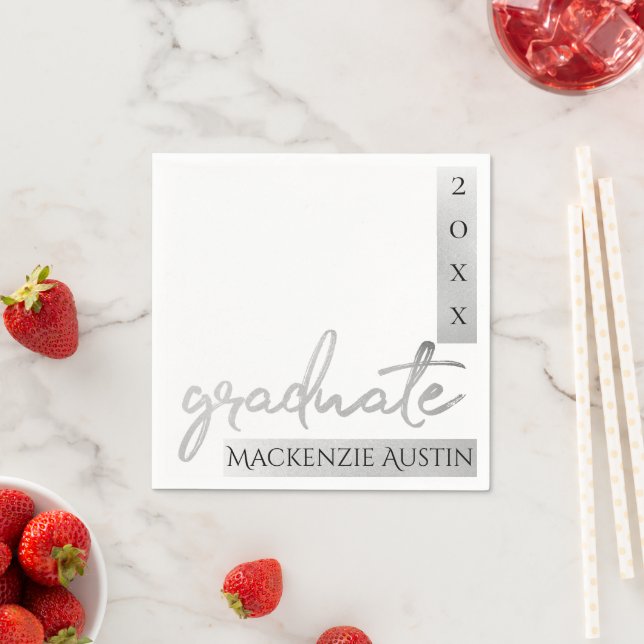Serviette En Papier Script Silver Gradué | Faux Metallic tendance (En situation)