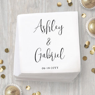 Serviette En Papier Script tendance Calligraphie Simple Mariage modern