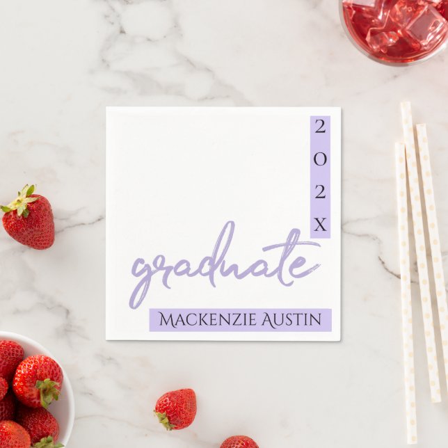 Serviette En Papier Script violet de fin d'études | Chic Lavender Keep (En situation)