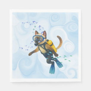 Serviette En Papier Scuba Cat plonge sous l'eau