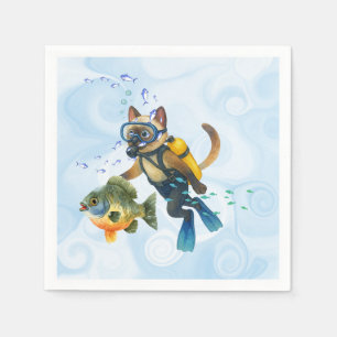 Serviette En Papier Scuba Cat plonge sous l'eau