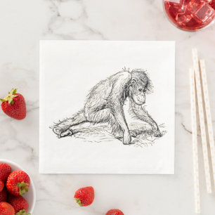 Serviette En Papier Se Poser Autour - Young Ape Gorilla