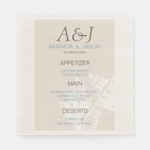 Serviette En Papier Sea Shell Menu Beach Wedding Papier Napkins