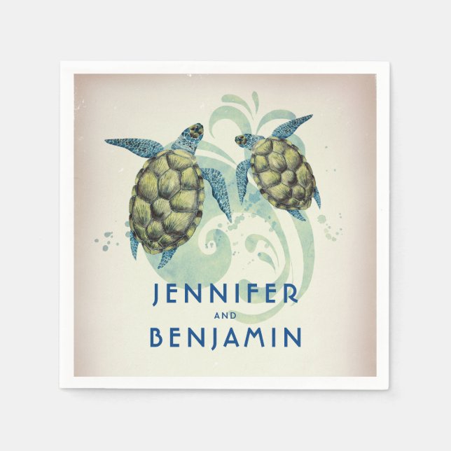 Serviette En Papier Sea Turtles Beach Mariage tropical (Devant)