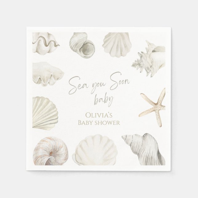 Serviette En Papier Sea you soon baby shower (Devant)