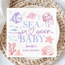 Sea You Soon Baby Shower Girl Pink Ocean Animals