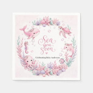 Serviette En Papier Sea You Soon Rose Sous l'Océan Fête de Naissance P