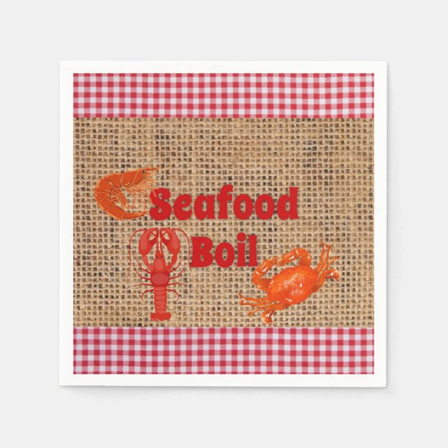 Serviette En Papier Seafood Boy Party (Devant)