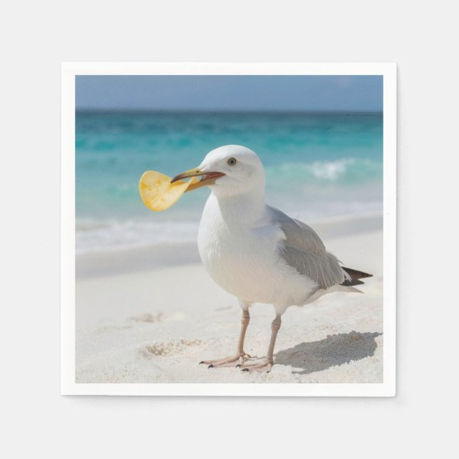 Serviette En Papier Seagull with a Potato Chip (Devant)