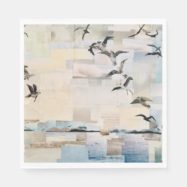 Serviette En Papier SeaGulls in Flight" Papier découpé par Willowcatde (Devant)