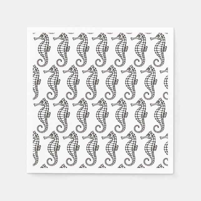 Serviette En Papier Seahorse Black (Devant)