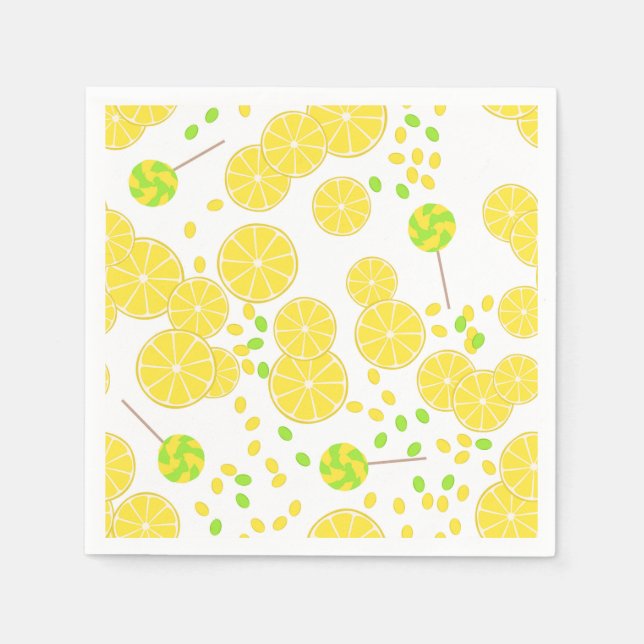 Serviette En Papier Seamless bright lemon slices candy lollipops (Devant)